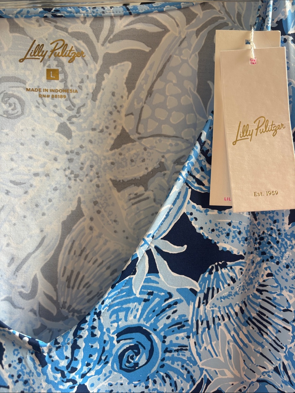 Lilly Pulitzer NWT Talli Maxi Dress Coastal Constellation Bonaire Blue V-Neck L - Picture 3 of 6